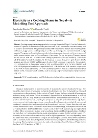 Electricity As a Cooking Means in Nepal—A Modelling Tool Approach