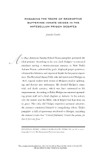 Engaging the Trope of Redemptive Suffering: Inmate Voices in the Antebellum Prison Debates