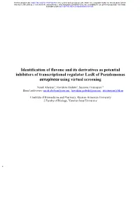Identification of Flavone and Its Derivatives As Potential Inhibitors of Transcriptional Regulator Lasr of Pseudomonas Aeruginosa Using Virtual Screening