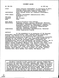 Indian Economic Development: an Evaluation of EDA's Selected Indian Reservation Program