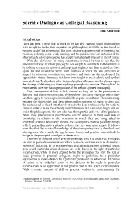 Socratic Dialogue As Collegial Reasoning1