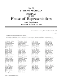 House of Representatives 99Th Legislature REGULAR SESSION of 2018