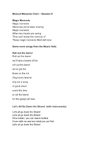 Session D Song Words