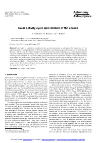 Solar Activity Cycle and Rotation of the Corona