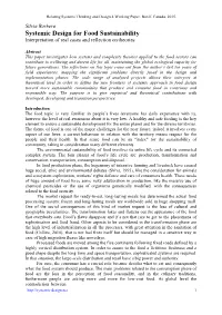 Systemic Design for Food Sustainability Interpretation of Real Cases and Reflection on Theories