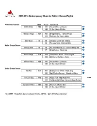 2013-2014 Contemporary Music for Pattern Dances Playlist