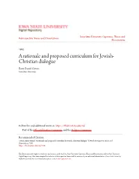 A Rationale and Proposed Curriculum for Jewish-Christian Dialogue " (1982)