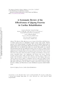 A Systematic Review of the Effectiveness of Qigong Exercise in Cardiac Rehabilitation