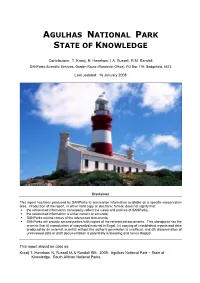 Agulhas National Park State of Knowledge