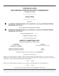 APPLE COMPUTER, INC. (Exact Name of Registrant As Specified in Its Charter)