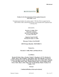 CBI-Deleted Petition for the Determination of Nonregulated