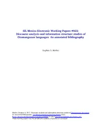 Discourse Analysis and Information Structure Studies of Otomanguean Languages: an Annotated Bibliography