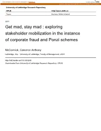 Exploring Stakeholder Mobilization in the Instance of Corporate Fraud and Ponzi Schemes