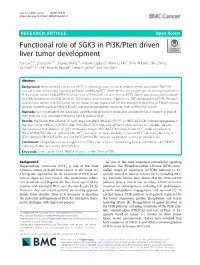 Functional Role of SGK3 in PI3K/Pten Driven Liver Tumor Development Hui Cao1,2†, Zhong Xu2,3†, Jingxiao Wang2,4, Antonio Cigliano5, Maria G