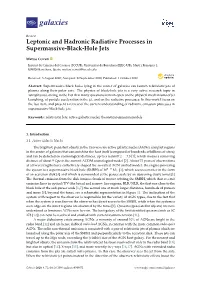 Leptonic and Hadronic Radiative Processes in Supermassive-Black-Hole Jets
