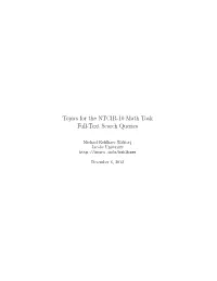 Topics for the NTCIR-10 Math Task Full-Text Search Queries