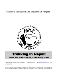 Trekking in Nepal: Teach and Trek Program, Fundraising Treks