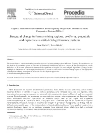 Structural Change in Former Mining Regions: Problems, Potentials and Capacities in Multi-Level-Governance Systems