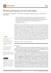 Structure and Properties of Cast Ti-Al-Si Alloys