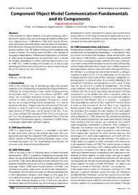 Component Object Model Communication Fundamentals and Its Components Rajesh Kumar Kaushal Dept