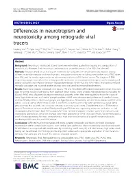Differences in Neurotropism and Neurotoxicity Among Retrograde Viral Tracers