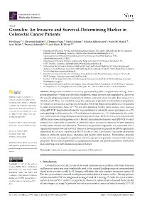 Granulin: an Invasive and Survival-Determining Marker in Colorectal Cancer Patients