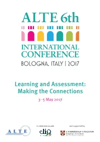 Learning and Assessment: Making the Connections 3–5 May 2017
