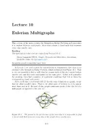 Lecture 10 Eulerian Multigraphs
