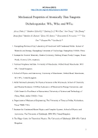 Mechanical Properties of Atomically Thin Tungsten Dichalcogenides