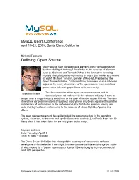 Mysql Users Conference 2005, Keynote Speeches