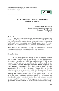 Sri Aurobindo's Thesis on Resistance Passive Or Active