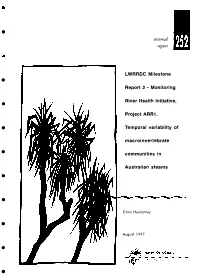 Temporal Variability of Macroinvertebrate Communities in Australian Streams • Chris Humphrey, Eriss