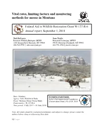 Vital Rates, Limiting Factors and Monitoring Methods for Moose in Montana