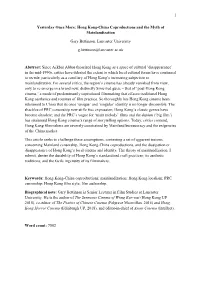 1 Yesterday Once More: Hong Kong-China Coproductions and The