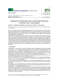 Assessment of Alternative and Local Energy Resources Potential of the Tomsk Region , Chemical Engineering Transactions, 70, 997-1002 DOI:10.3303/CET1870167 998