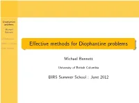Effective Methods for Diophantine Problems