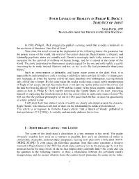 “Four Levels of Reality in P. K. Dick's Time out of Joint”