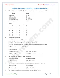 Geography Model Test Questions 2 in English with Answers 1
