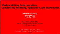 Medical Writing Professionalism: Competency Modeling, Application, and Examination