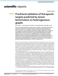 Preclinical Validation of Therapeutic Targets Predicted by Tensor