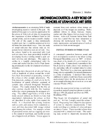Archaeoacoustics: a Key Role of Echoes at Utah Rock Art Sites