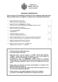 CHECKLIST / KONTROLELYS Please Make