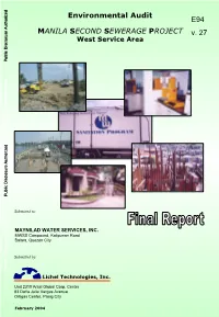 Environmental Audit MANILA SECOND SEWERAGE PROJECT