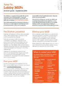 Lobby Msps Activism Guide • September 2016