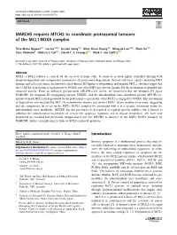 MARCH5 Requires MTCH2 to Coordinate Proteasomal Turnover of the MCL1:NOXA Complex