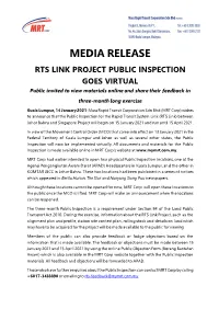 MEDIA RELEASE RTS LINK PROJECT PUBLIC INSPECTION GOES VIRTUAL Public Invited to View Materials Online and Share Their Feedback in Three-Month Long Exercise