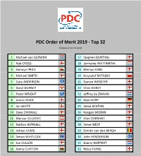 PDC Order of Merit Endstände 2007-2019
