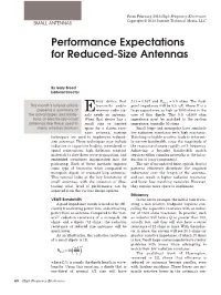 Performance Expectations for Reduced-Size Antennas