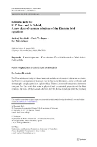 RP Kerr and A. Schild, a New Class of Vacuum Solutions Of