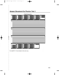 Answer Document for Practice Test 1
